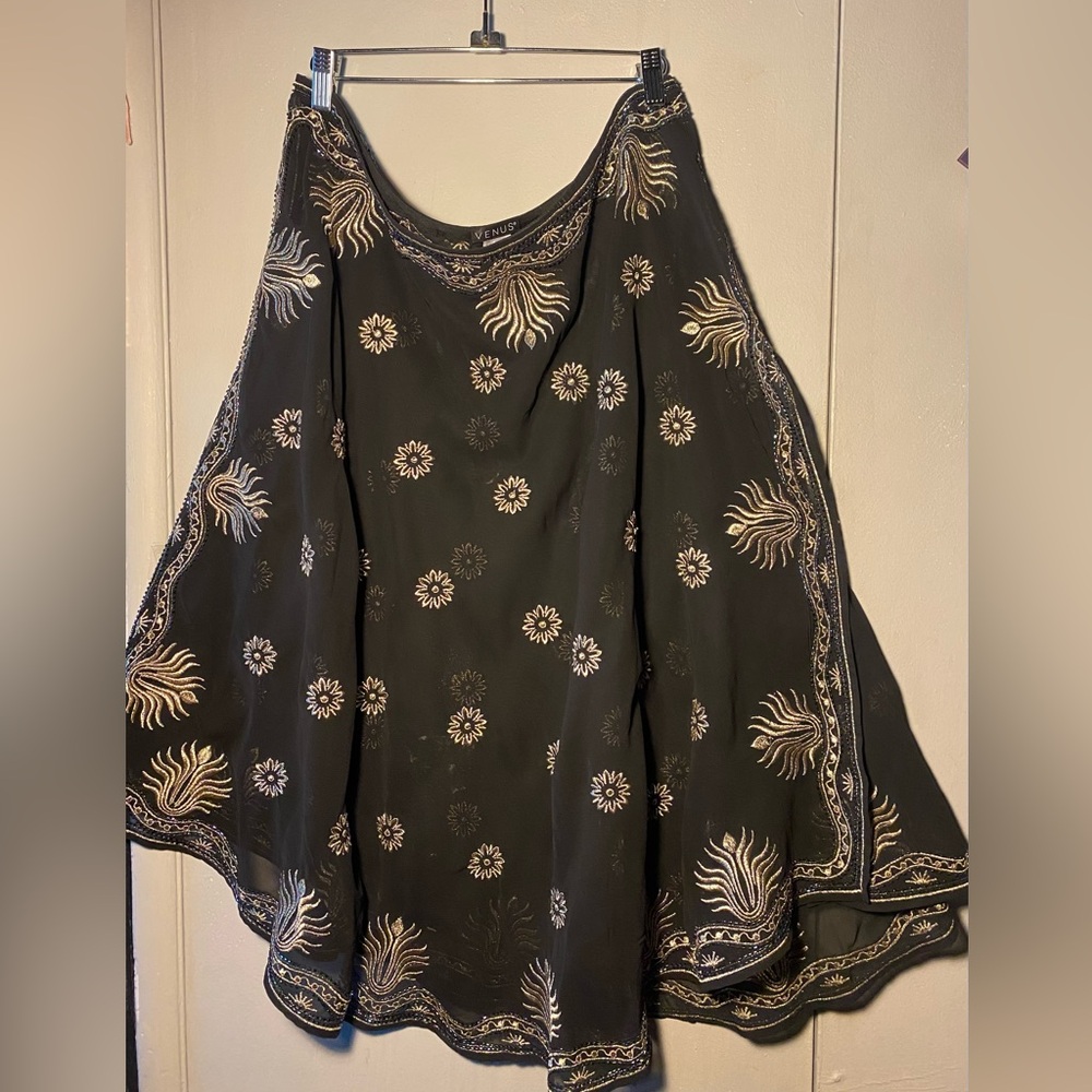 VENUS Black Asymmetrical Embellished Blouse
